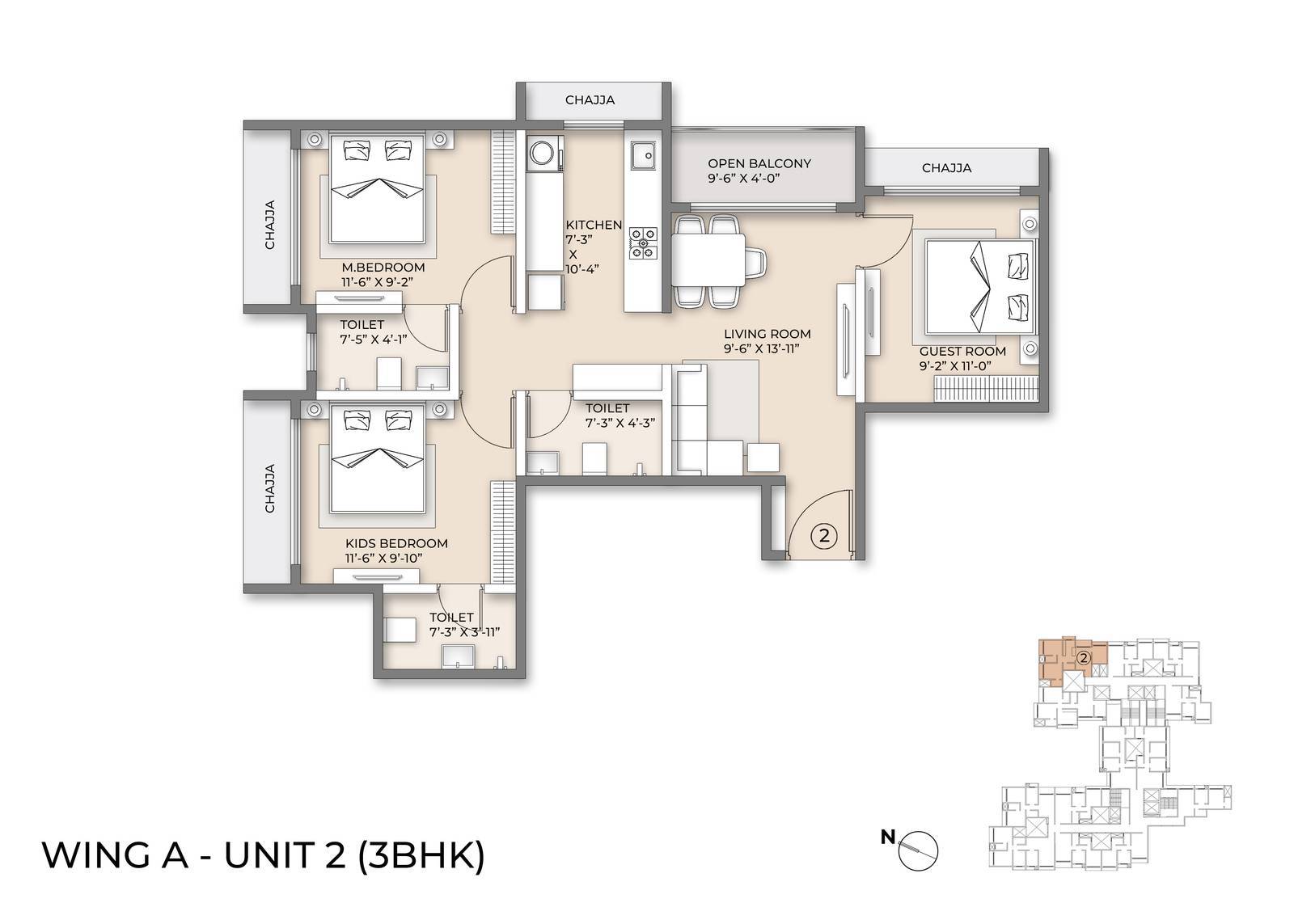 Wing A Floor Plan unit 2